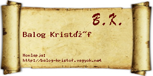 Balog Kristóf névjegykártya